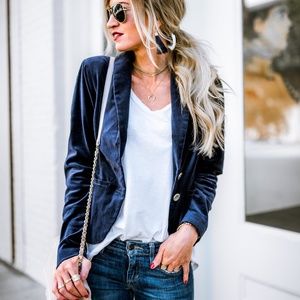 NAVY VELVET BALZER (MODCLOTH)